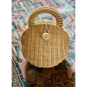 Cult Gaia Rattan Basket Clutch Bag